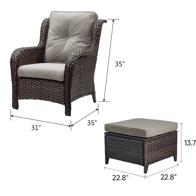 Gymojoy 4-Piece Outdoor Wicker Patio Furniture Chair Set, Rattan Coversation Set with Water Resistant Thick Cushions