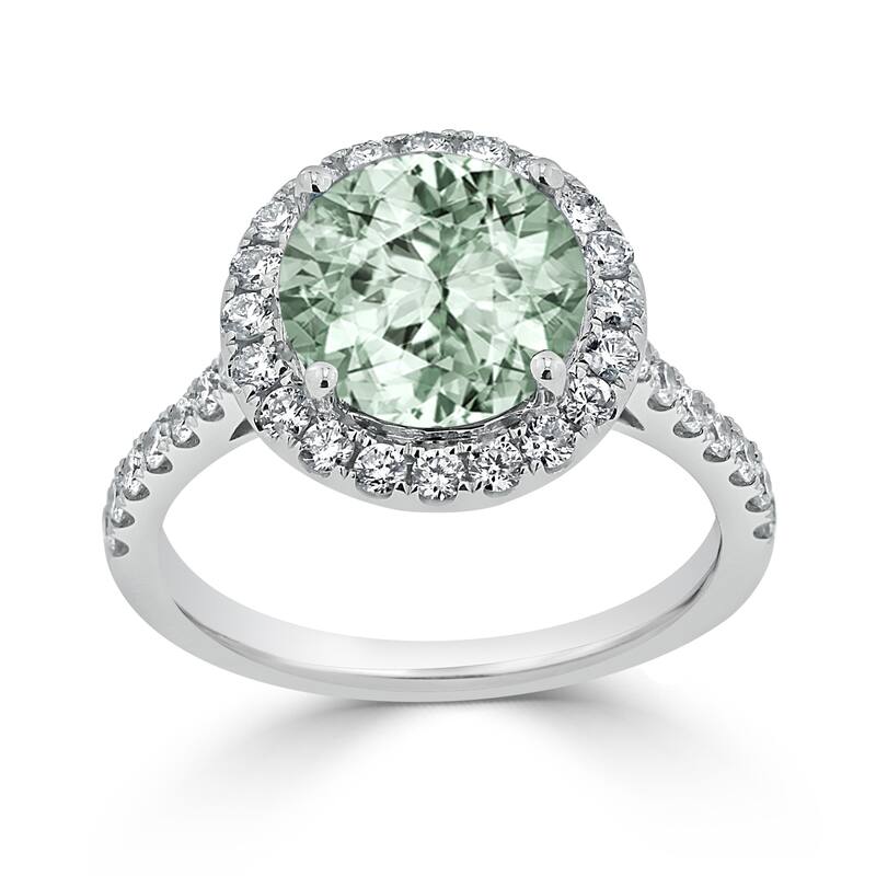 Auriya 2ct Fancy Round Green Amethyst and Halo Diamond Engagement Ring 5/8ctw 14k Gold