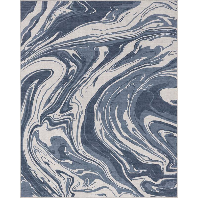 Well Woven Abstract Harmony Modern Boho Marble Flat-Weave Area Rug