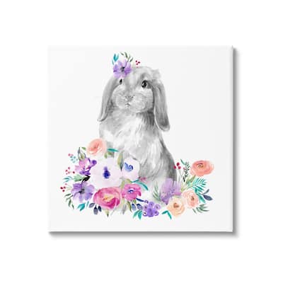 Stupell Spring Florals Rabbit Canvas Wall Art Design by Jennifer Paxton Parker
