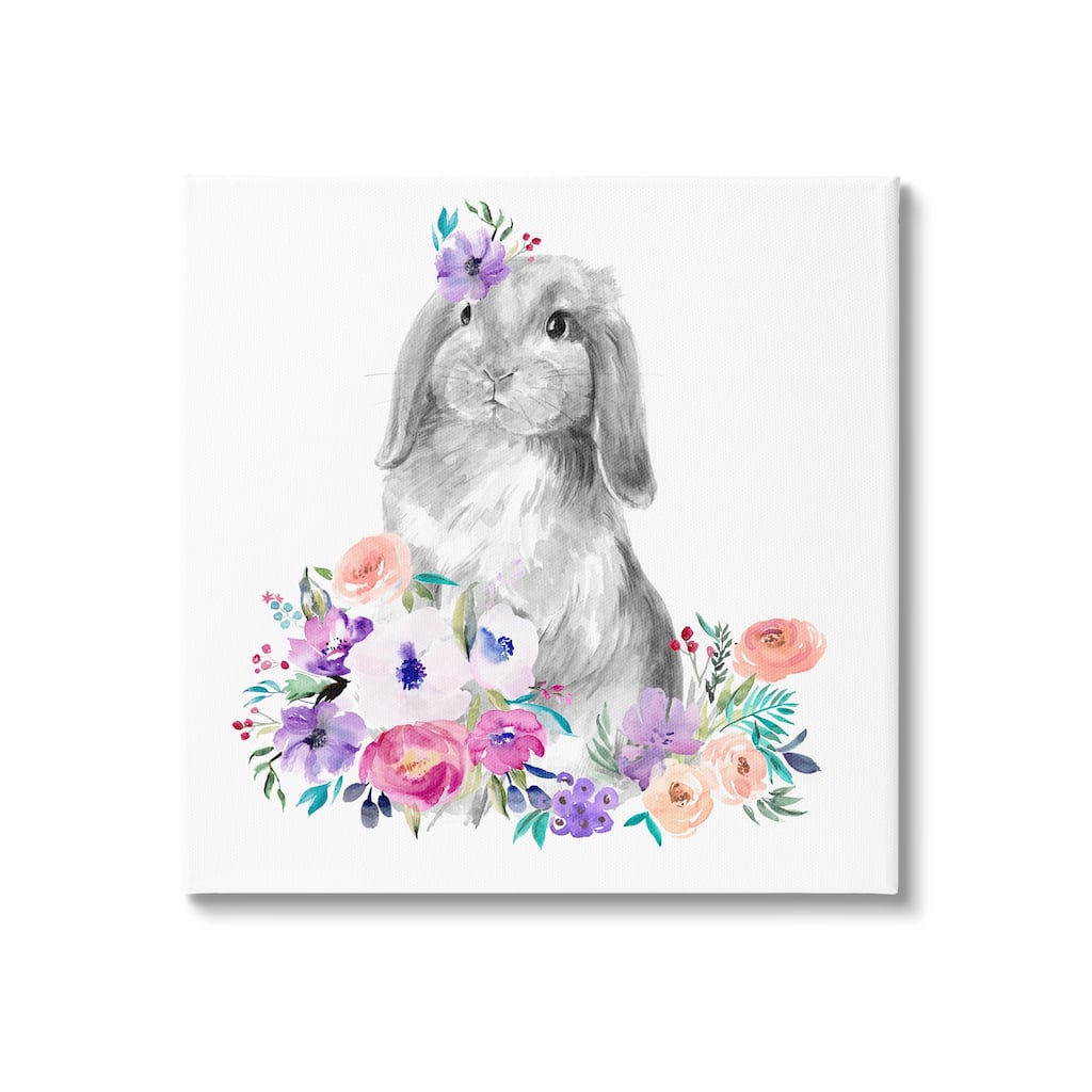 Stupell Spring Florals Rabbit Canvas Wall Art Design by Jennifer Paxton Parker