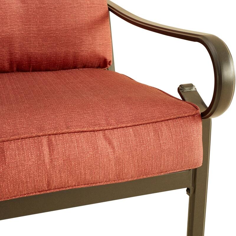 Patio Festival Outdoor Metal Chair with Red Cushions (2-Pack)