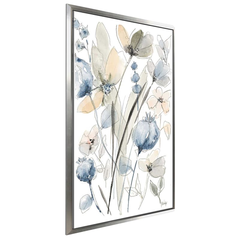 "Blue And White Floral II" Print on Floating Canvas