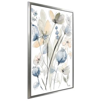 "Blue And White Floral II" Print on Floating Canvas