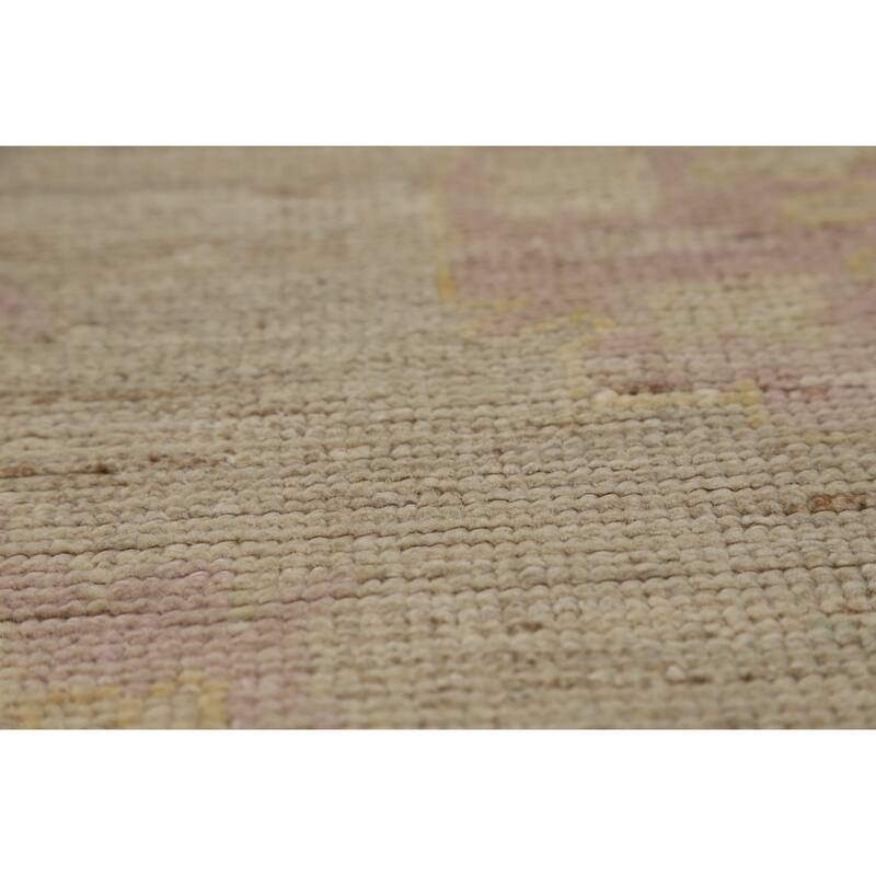 Hand Knotted Oriental 100% Wool Carpet Transitional All-Over Beige & Ivories Oushak Area Rug - 12' 4'' X 9' 0''