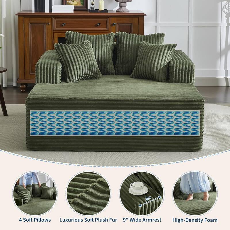 54.3"W Oversized Chaise Lounge Chair Indoor, with 4 Pillows