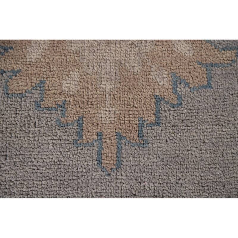 Geometric Oushak Area Rug Hand-knotted Wool Carpet - 8'10"x 12'3"