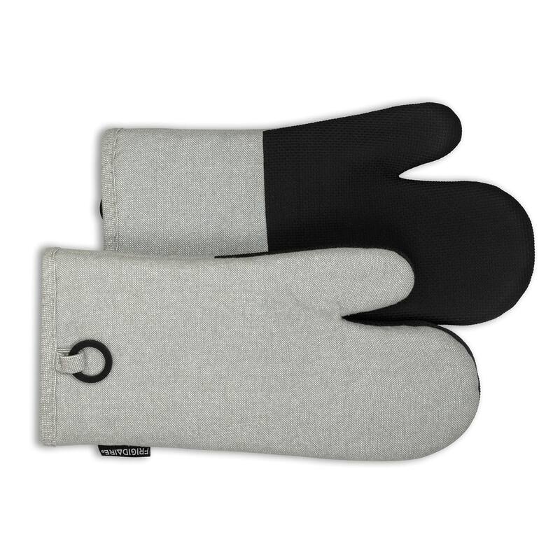 Grey Heat Resistant Thick Soft Quilted Lining Kitchen Oven Glove Mitts With Neoprene - 1 Pair - Grey