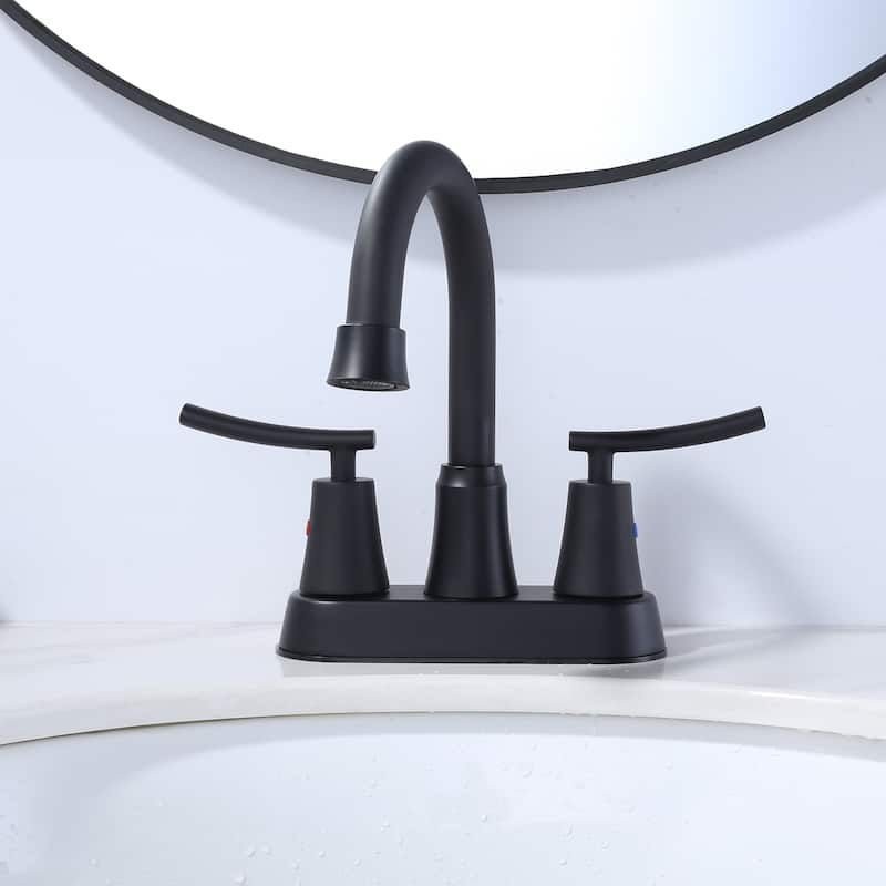 WOWOW 4 in. Double Handle Centerset Bathroom Sink Faucet