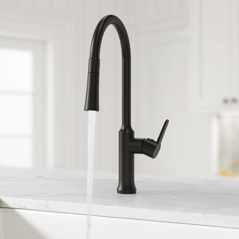 Single Handle Pull Down Kitchen Faucet with Sprayer Brass Swivels 360° Kitchen Faucet