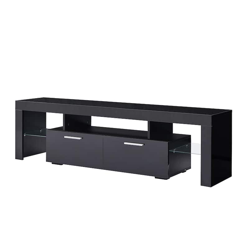 Modern TV Stand with 16-Color LED Lights, Remote Control, Strong Cabinet Support, Fits 65-Inch TVs