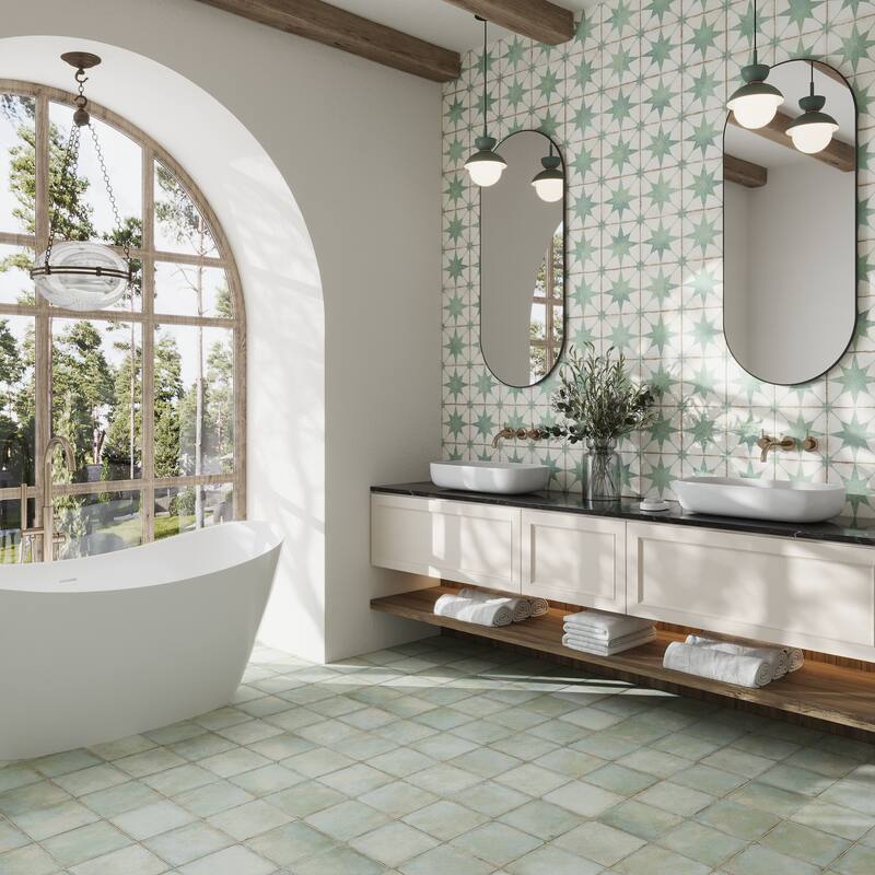 Faenza 8x8 White Terracotta Porcelain Square Motif Wall and Floor Tile (6.46 sq ft/case) - 15 Pack