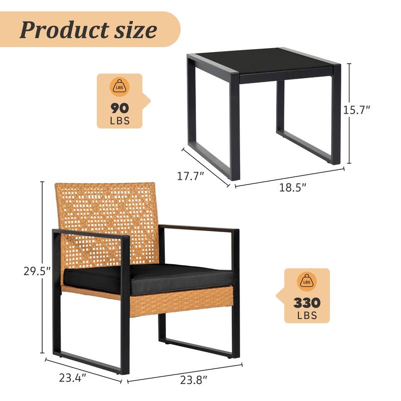 Outdoor Wicker Furniture Sets - 23.42"H x 29.53"W x 23.82"D