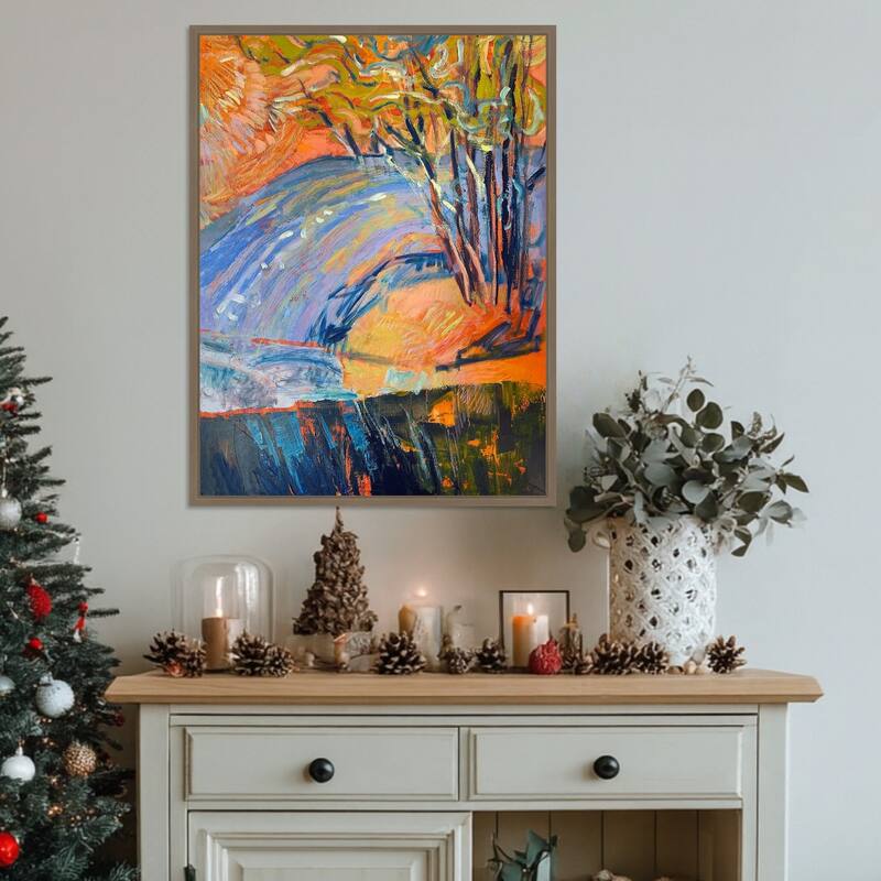 Cadmium Winter Solstice III by Dorothy Fagan (23 x 30 in.), Framed Canvas Wall Art Print - Sylvie Dark Gold