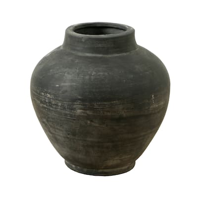 Artissance 6.7"H Small Gray Ceramic Indoor Outdoor Pottery Vase, Home and Garden Decor