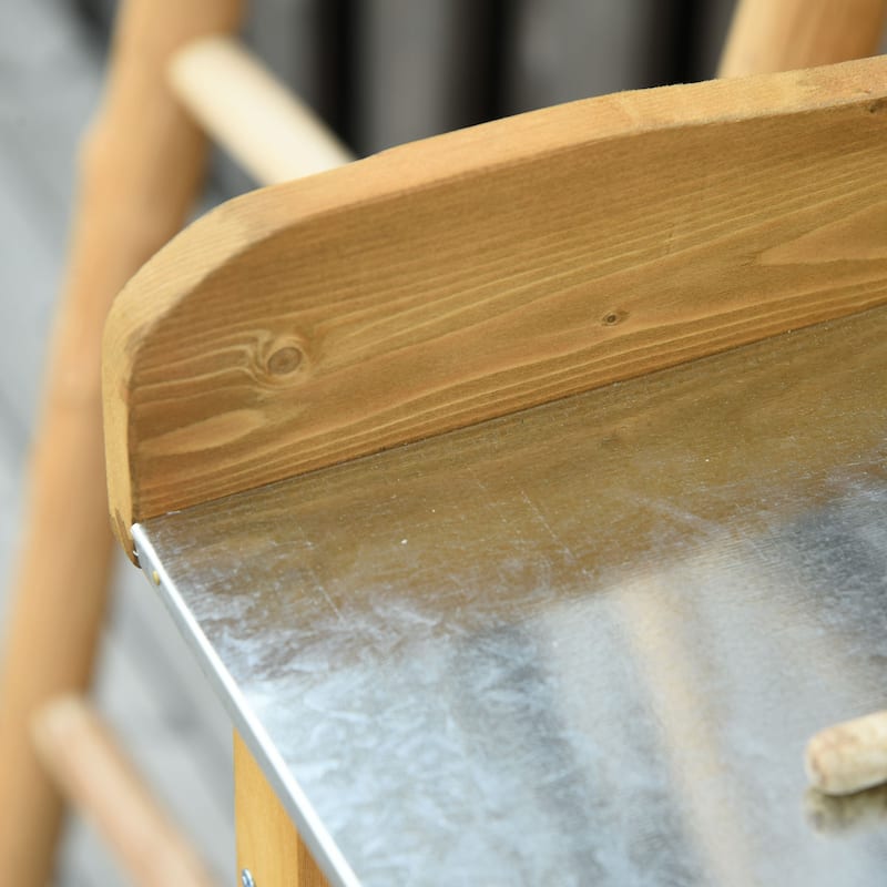 Wooden Garden Potting Bench with Shelves, Hooks, and Magnetic Doors