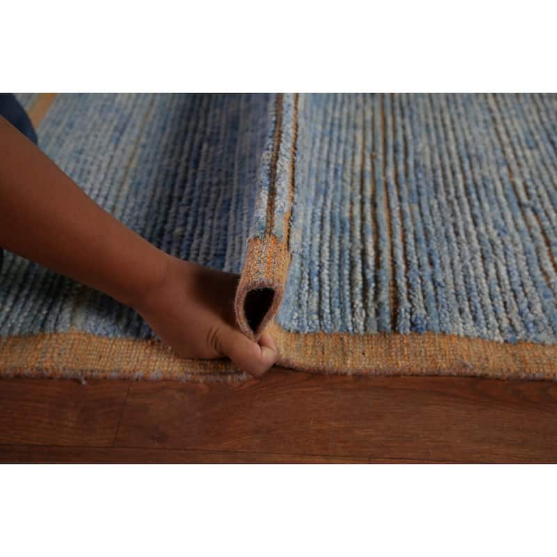 Blue Moroccan Large Oriental Area Rug Hand-Knotted Wool Carpet - 10'1" x 14'7"