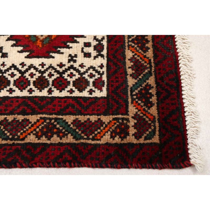ECARPETGALLERY Hand-knotted Baluch Black, Red Wool Rug - 3'2 x 6'0