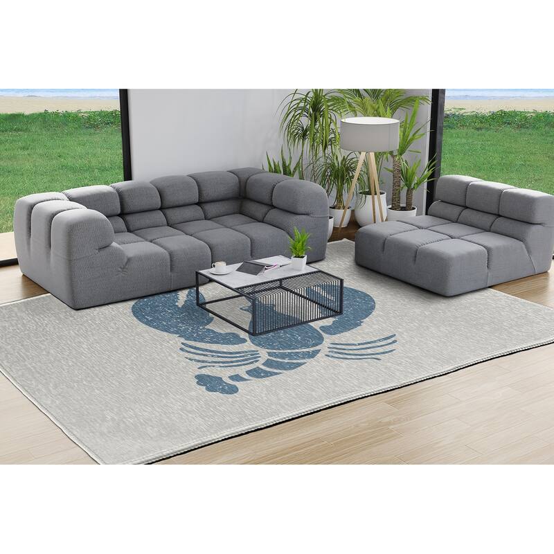 Lobster Nautical Chenille Rug