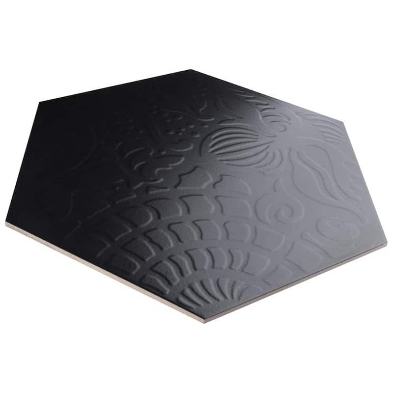 Merola Tile Gaudi Grand Hex Black 19" x 22" Porcelain Floor and Wall Tile
