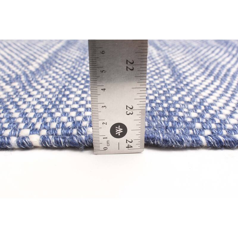 ECARPETGALLERY Braid weave Sienna Blue Wool Rug - 5'2 x 7'6