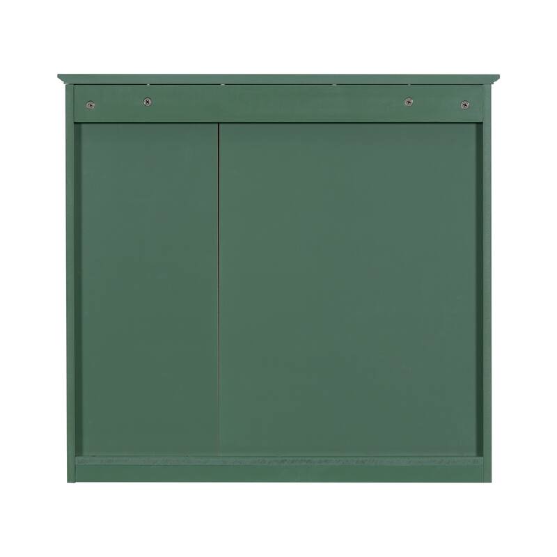 GDFStudio - Trellen Modern Wall-Mounted Bathroom Storage Cabinet with Mirror and 3 Open Shelves (No Bathroom Vanity) - 29.92"W