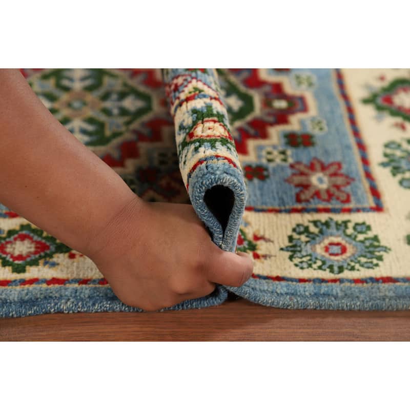 Light Blue Kazak Oriental Accent Rug Hand-Knotted Wool Carpet - 2'1" x 3'0"