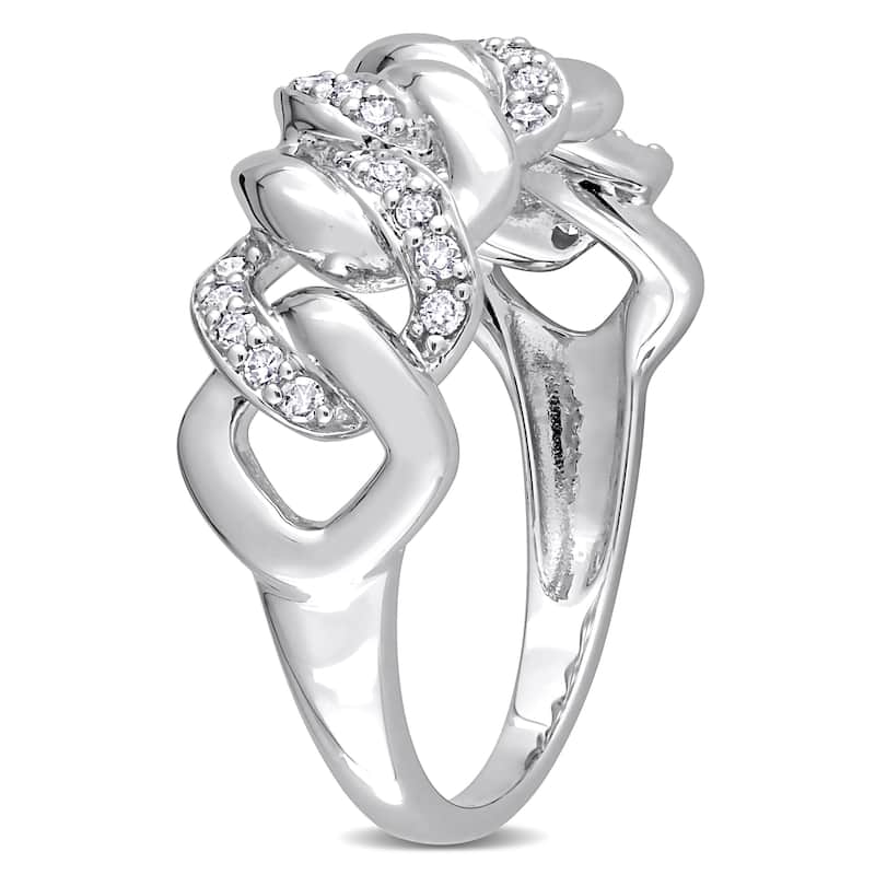 Miadora 1/4ct TDW Diamond Oval Link Ring in Sterling Silver