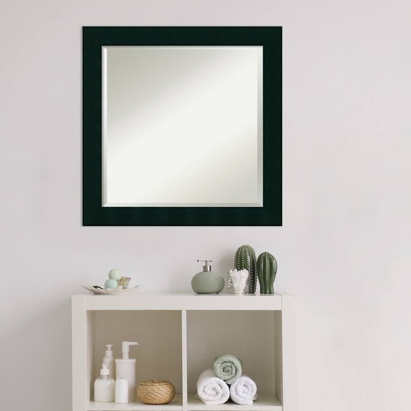 Beveled Wood Bathroom Wall Mirror - Tribeca Black Frame