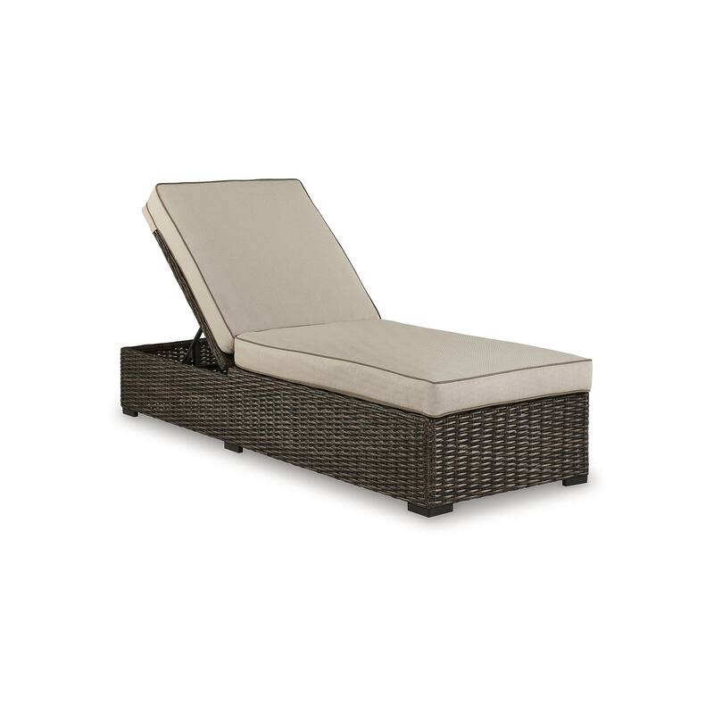 Signature Design by Ashley Coastline Bay Brown Outdoor Chaise Lounge with Cushion - 28.13" W x 76.88" D x 17.25" H