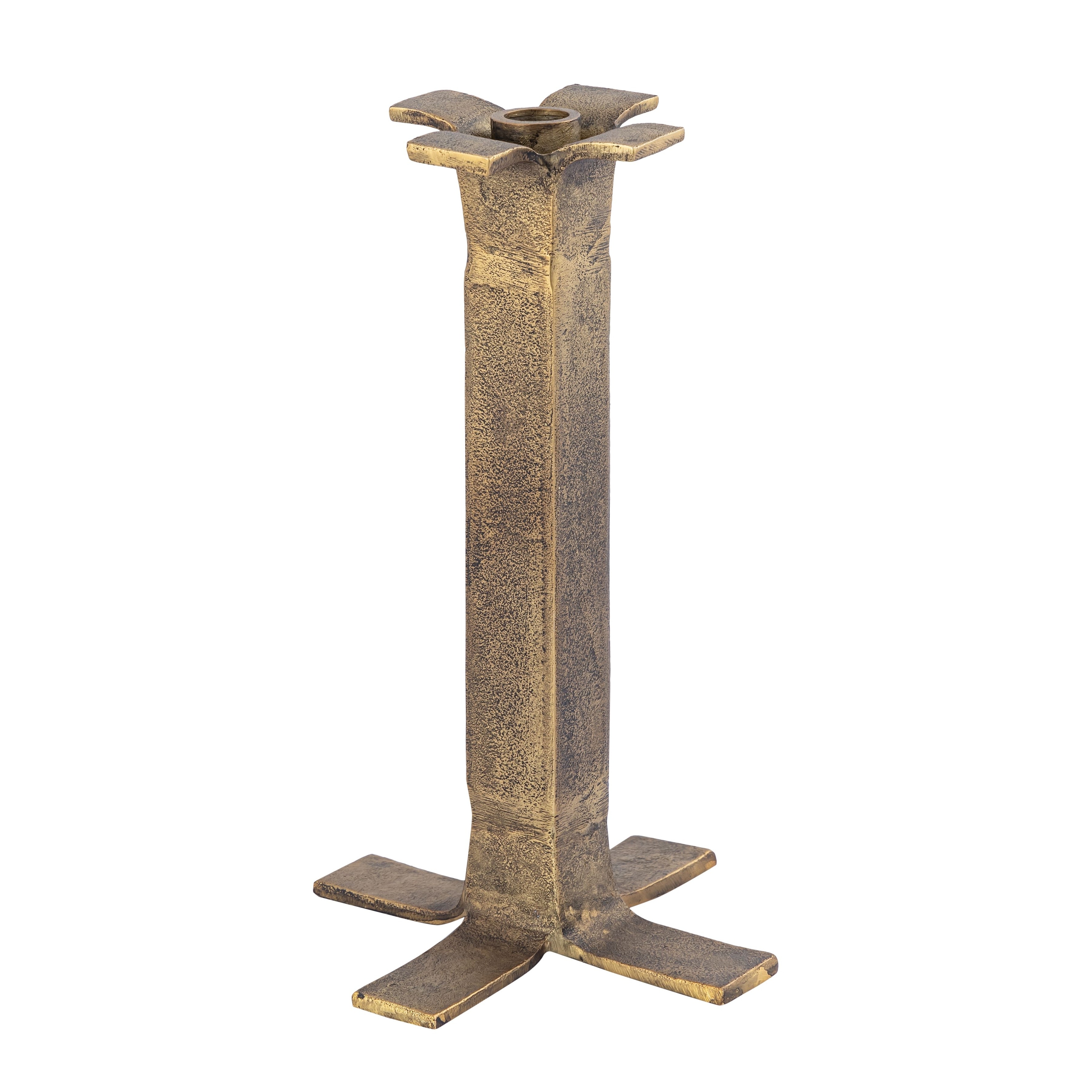 Atlas Splay Minimalist Cast Aluminum Candleholder - Aged Brass