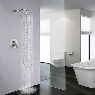 Modern Brushed Wall Mount Dual Shower Head Hand Shower Set
