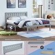 preview thumbnail 3 of 5, Full Size Bed, Wood Platform Bed Frame with Headboard For Kids, Slatted, Gray
