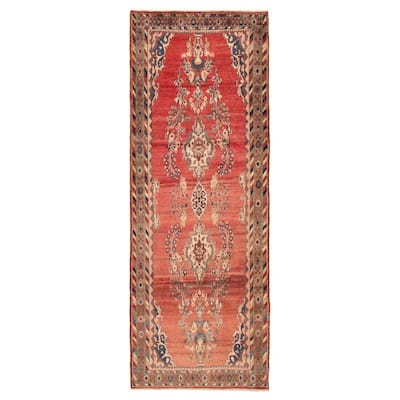 ECARPETGALLERY Hand-knotted Andelz Red Wool Rug - 3' 5" x 9' 8"