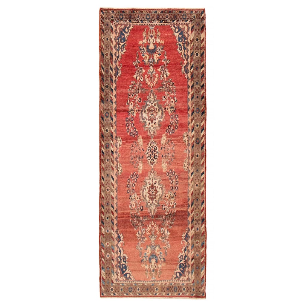 ECARPETGALLERY Hand-knotted Andelz Red Wool Rug - 3' 5" x 9' 8"