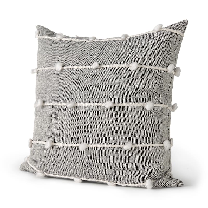 Linda 13 x 21 Navy And Cream With White Detail Decorative Pillow Cover - Pillow Covers - 20.0L x 20.0W x 0.2H - Navy - Single
