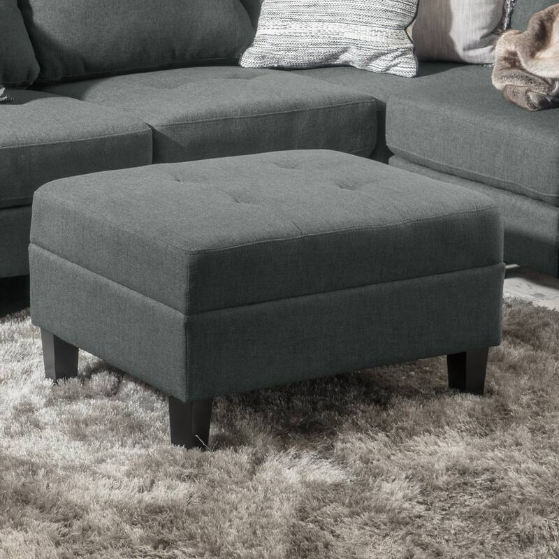 Tiernan Tufted Fabric Ottoman by Christopher Knight Home - Charcoal