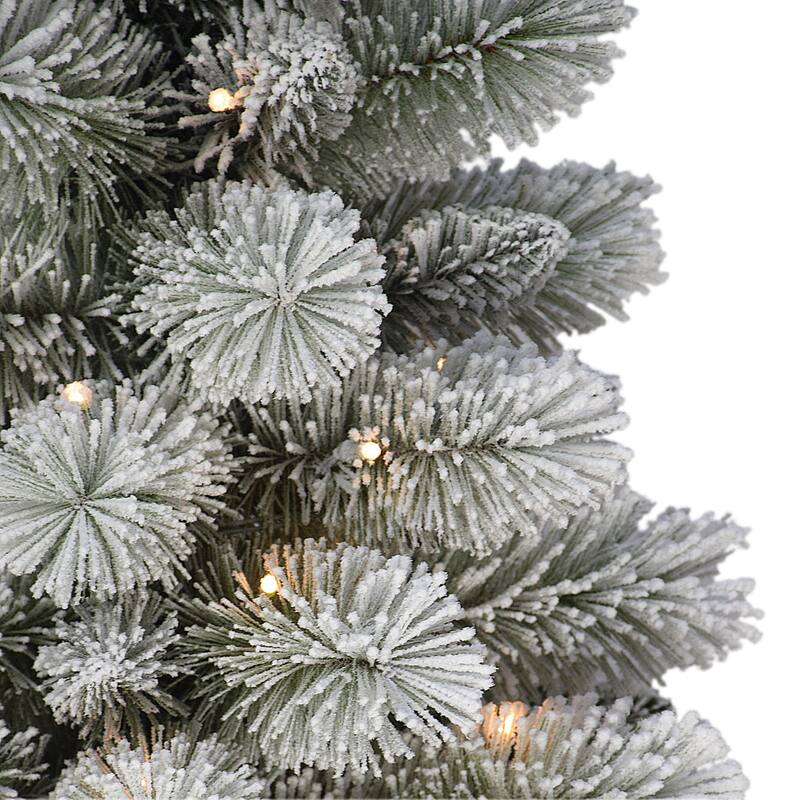 3.5' Potted Flocked Norwegian Pine Artificial Tree Warm White Lights - 3.5 Foot