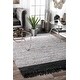preview thumbnail 11 of 31, Nuloom Hand-woven Leather/ Cotton Tassel Area Rug 4' x 6' - Silver - Runner