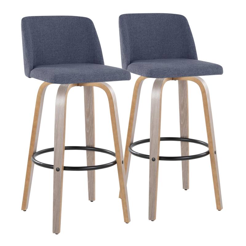 The Gray Barn Vallberga 30" Fixed-Height Bar Stool with Light Grey Wood Base (Set of 2)