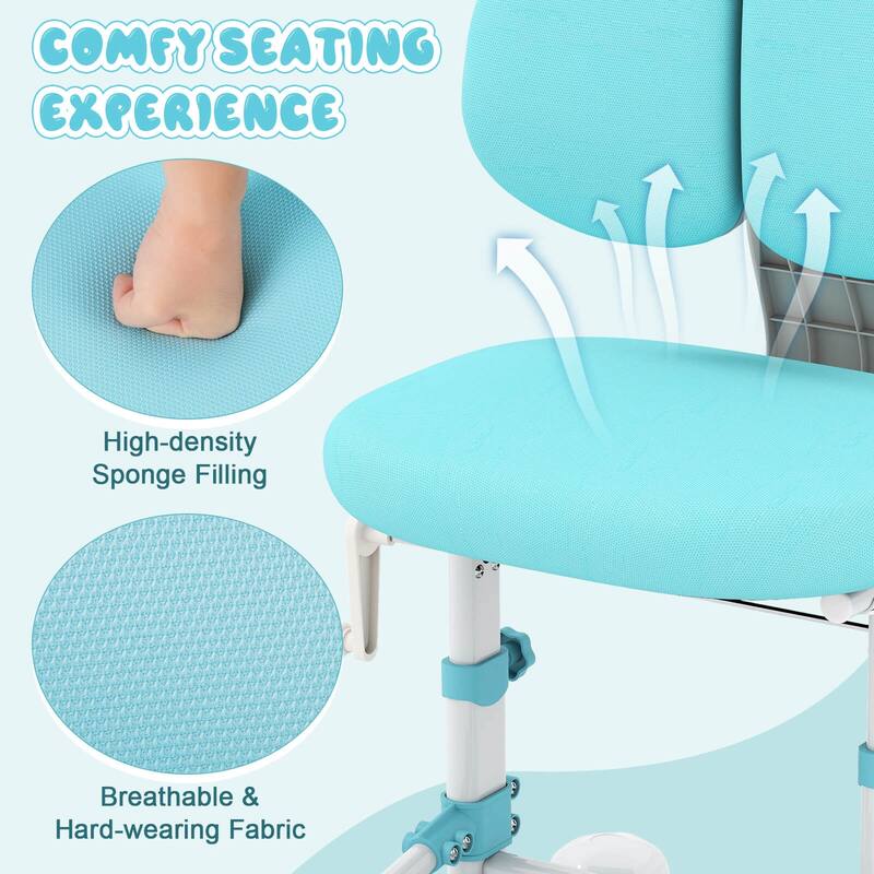 Costway Kids Study Chair with Adjustable Double Backrest, Footrest, - See Details