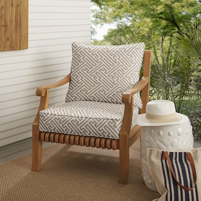 Sorra Home Outdura Labyrinth Ochre Indoor/Outdoor Corded Deep Seating Pillow and Cushion Chair Set