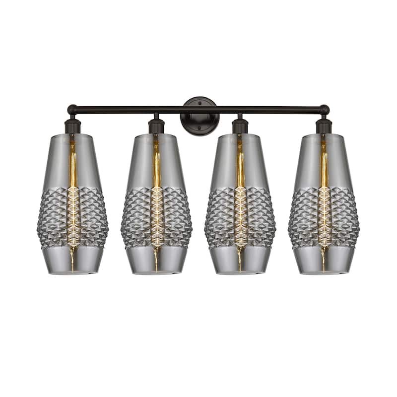 Innovations Lighting Windham - 4 Light 34" Bath Vanity Light - Smoked/Oil Rubbed Bronze