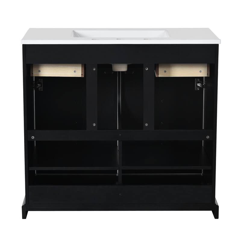 GDFStudio - Bretton Modern Freestanding Bathroom Vanity with Ceramic Sink with 2 Drawers & Soft Closing Doors - 36'W