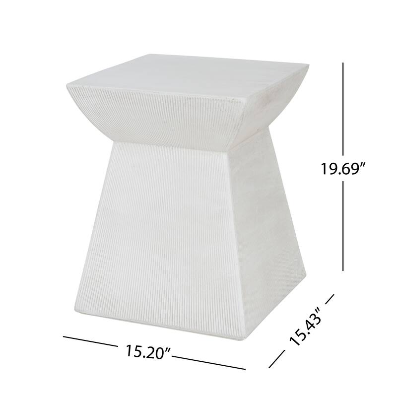 Christopher Knight Home - Voisin Antique Artisan Outdoor Magnesium Oxide Side Table with Sculptural Pedestal Silhouette - 15.2"L