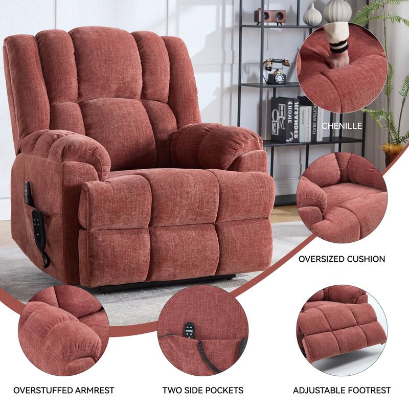 Roomfitters Dual Motor Power Lift Recliner Chair with Heat and Massage Infinite Position Heavy Duty Sofa for Seniors