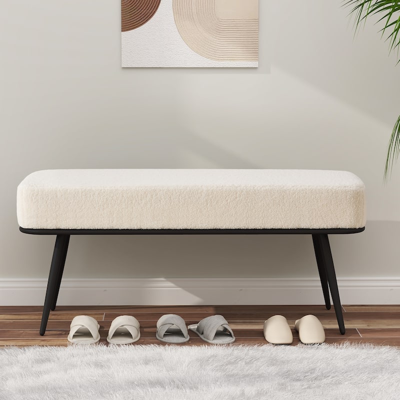 Fabric Upholstered Entryway Storage Bench, Bedroom Bench - 43.3"L x 16.54"W x 18.9"H