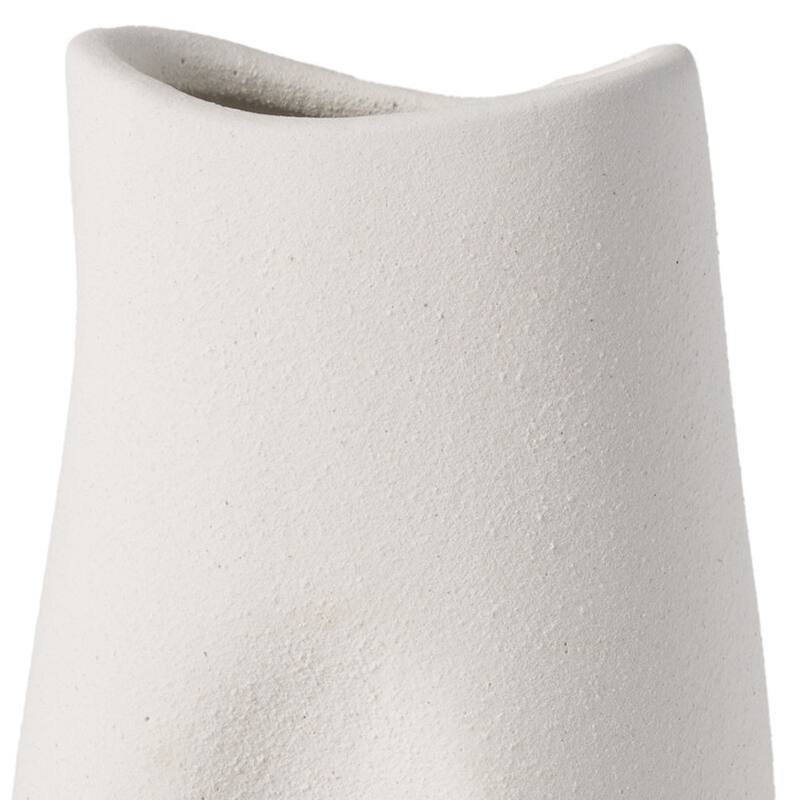 11" White Ceramic Sculptural Table Vase - 5.71