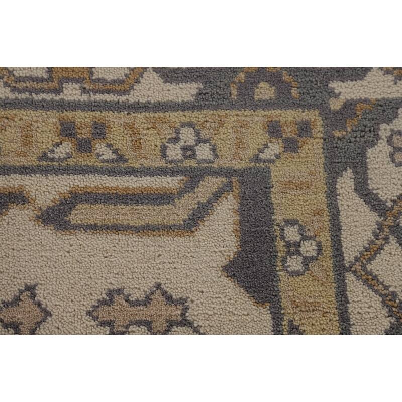 Beige Oushak Oriental Area Rug Handmade Oriental Wool Carpet - 8'1"x 9'10"