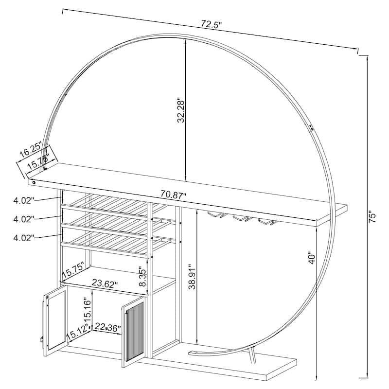 Risley 2-door Circular LED Home Bar with Wine Storage